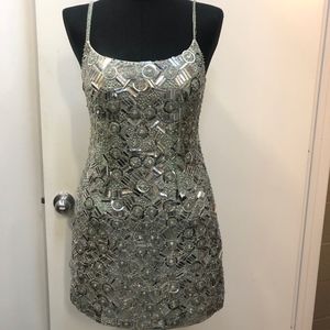 Theia Metallic Sequined Cocktail Dress Size 2